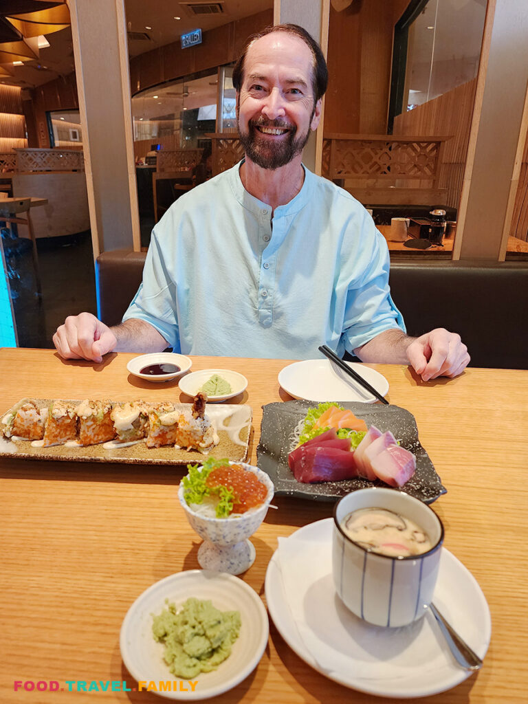 Enjoying our meal at Sushi Zanmai