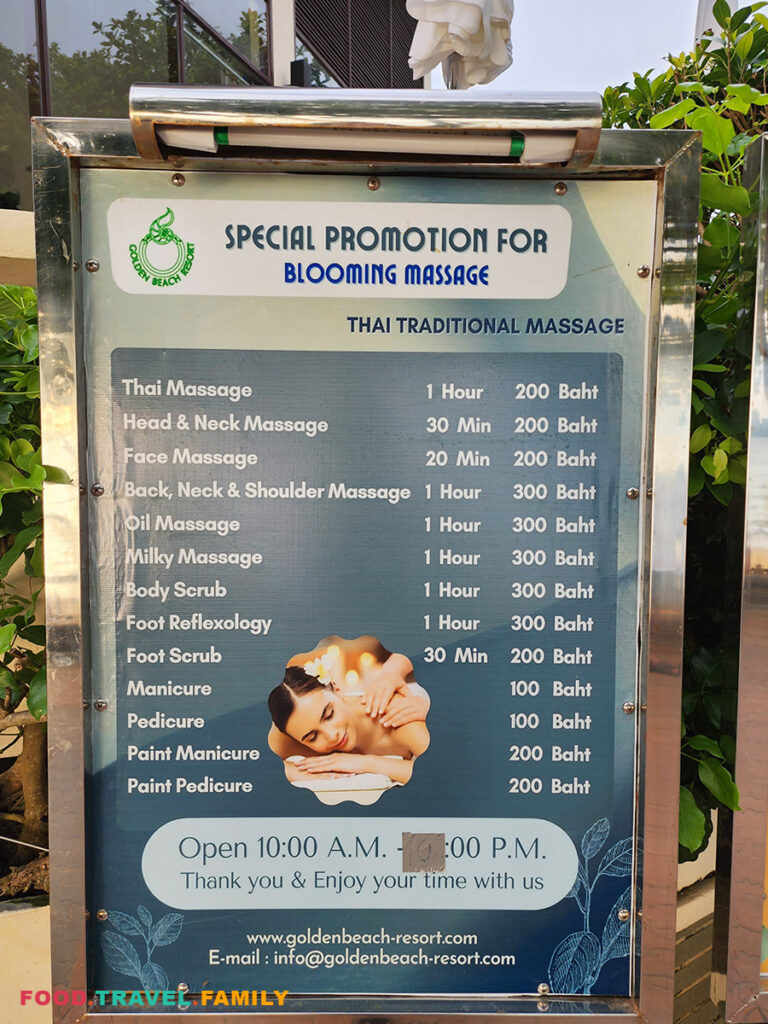 Price of massage services at Ao Nang Beach